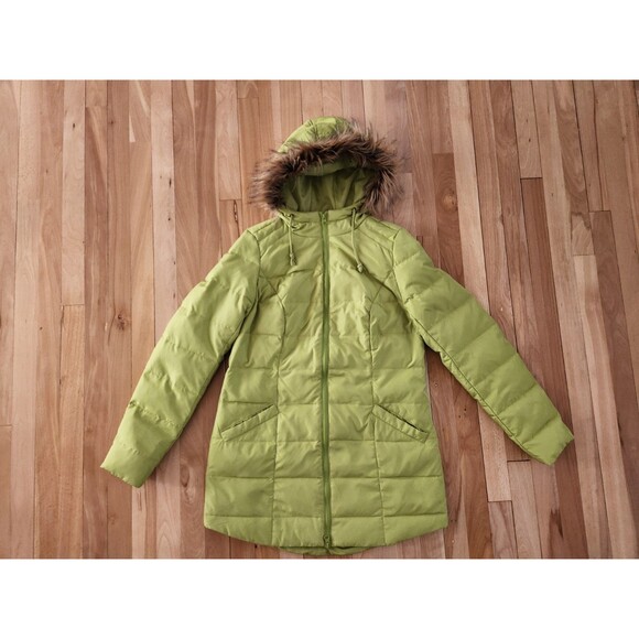 Ruff Hewn MEDIUM Down Puffer Parka Lime Green Insulated Winter Coat Jacket - Picture 1 of 7
